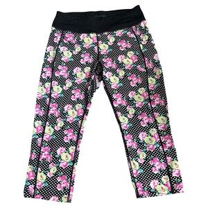 Betsey Johnson | Performance Floral‎ Rose Print Cropped Leggings Size Large